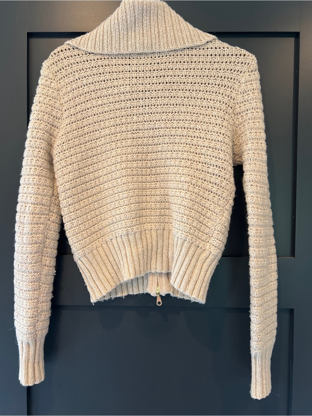 Joie Cream Oatmeal Chunky Knit Zip Cardigan Small - Picture 5 of 7